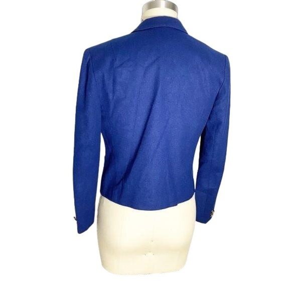 Pendleton Cropped Wool Navy Blazer 8 Virgin Wool - Picture 3 of 10